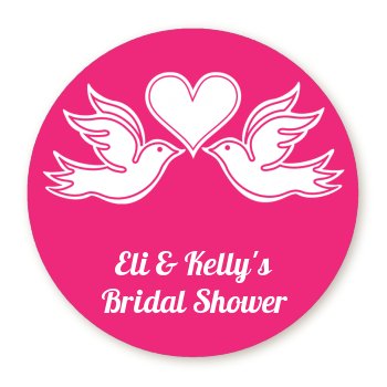  The Love Birds - Round Personalized Bridal Shower Sticker Labels 