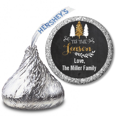 Tis The Season - Hershey Kiss Christmas Sticker Labels