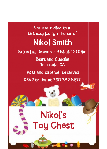 Toy Chest - Birthday Party Petite Invitations