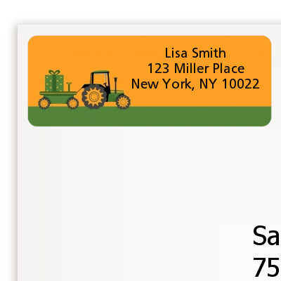 Tractor Truck - Baby Shower Return Address Labels