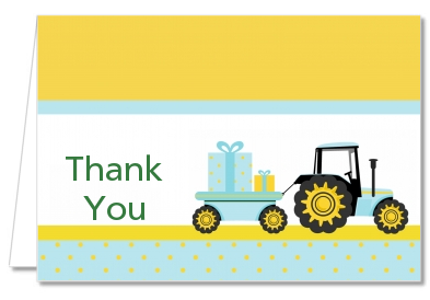  Tractor Truck - Baby Shower Thank You Cards Option 1