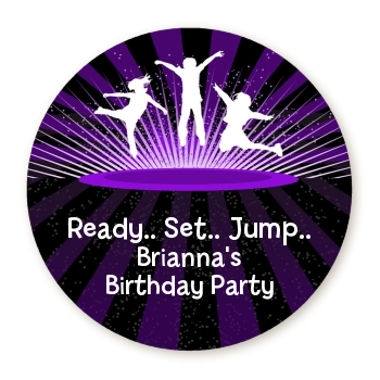  Trampoline - Round Personalized Birthday Party Sticker Labels Option 1