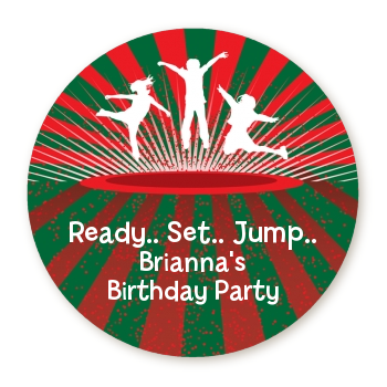  Trampoline - Round Personalized Birthday Party Sticker Labels Option 1