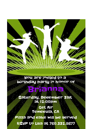  Trampoline - Birthday Party Petite Invitations Option 1