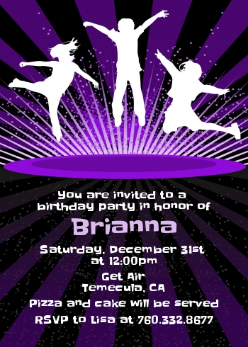  Trampoline - Birthday Party Invitations Option 1