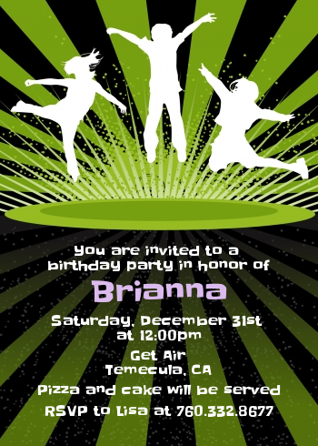  Trampoline - Birthday Party Invitations Option 1