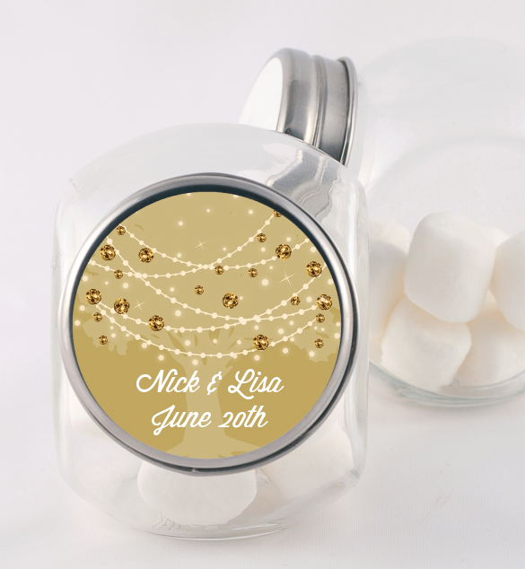  Tree Glitter String Lights - Personalized Bridal Shower Candy Jar Gold Option