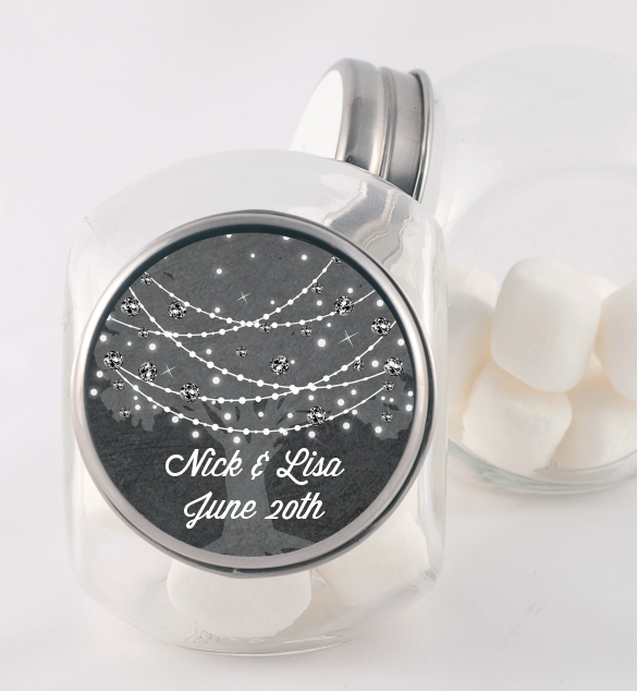  Tree Glitter String Lights - Personalized Bridal Shower Candy Jar Gold Option