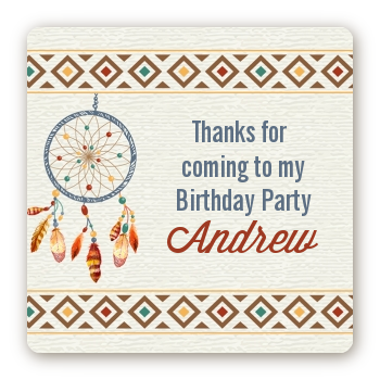 Dream Catcher - Square Personalized Birthday Party Sticker Labels