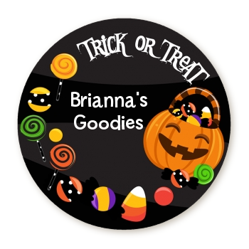  Trick or Treat Candy - Round Personalized Halloween Sticker Labels 
