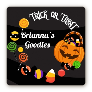 Trick or Treat Candy - Square Personalized Halloween Sticker Labels