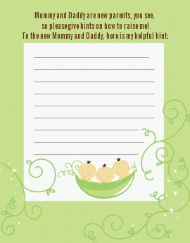  Triplets Three Peas in a Pod Asian - Baby Shower Notes of Advice 2 boys 1 girl