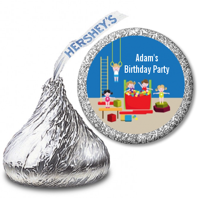 Tumble Gym - Hershey Kiss Birthday Party Sticker Labels