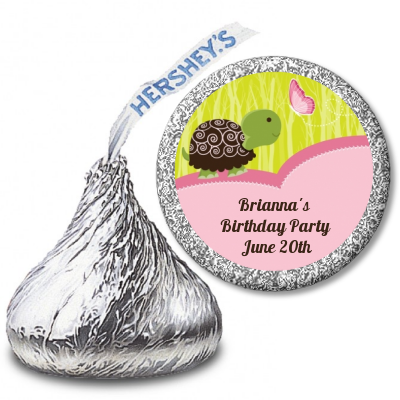 Turtle Girl - Hershey Kiss Birthday Party Sticker Labels