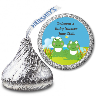 Twin Frogs - Hershey Kiss Baby Shower Sticker Labels