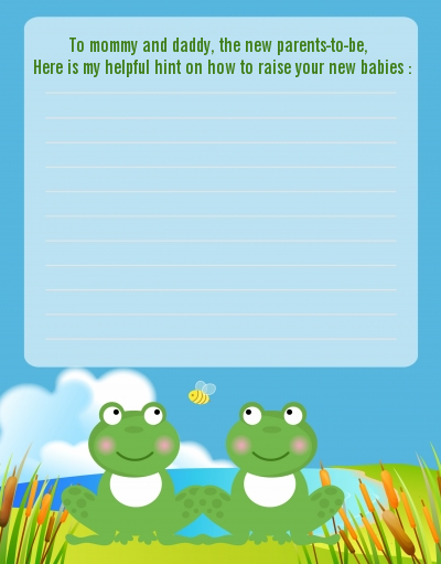 Twin Frogs - Baby Shower Notes of Advice