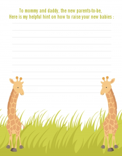 Twin Giraffes - Baby Shower Notes of Advice