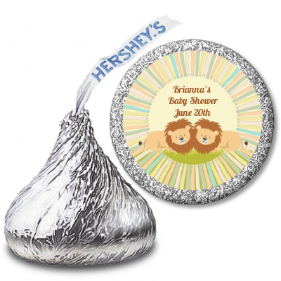 Twin Lions - Hershey Kiss Baby Shower Sticker Labels