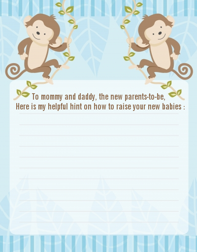 Twin Monkey Boys - Baby Shower Notes of Advice