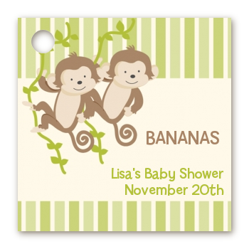 Twin Monkey - Personalized Baby Shower Card Stock Favor Tags