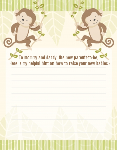 Twin Monkey - Baby Shower Notes of Advice