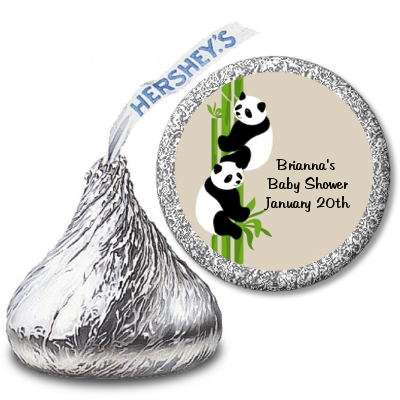 Twin Pandas - Hershey Kiss Baby Shower Sticker Labels