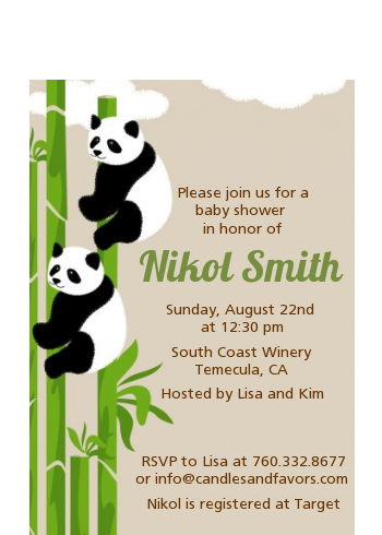 Twin Pandas - Baby Shower Petite Invitations