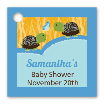 Twin Turtle Boys - Personalized Baby Shower Card Stock Favor Tags