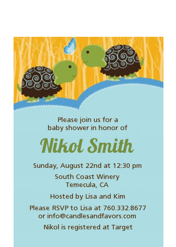 Twin Turtle Boys - Baby Shower Petite Invitations