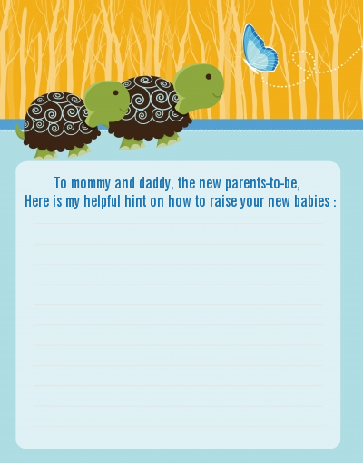 Twin Turtle Boys - Baby Shower Notes of Advice