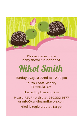 Twin Turtle Girls - Baby Shower Petite Invitations