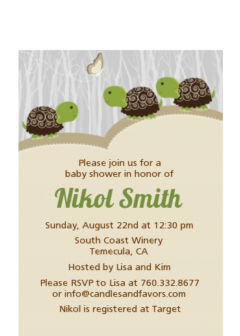  Twin Turtles - Baby Shower Petite Invitations Triplet Turtles