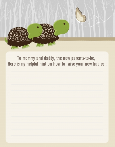 Twin Turtles - Baby Shower Notes of Advice