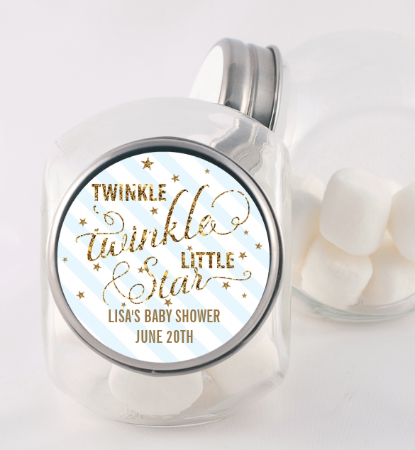  Twinkle Little Star - Personalized Baby Shower Candy Jar Option 1 Yellow