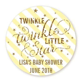  Twinkle Little Star - Round Personalized Baby Shower Sticker Labels Option 1