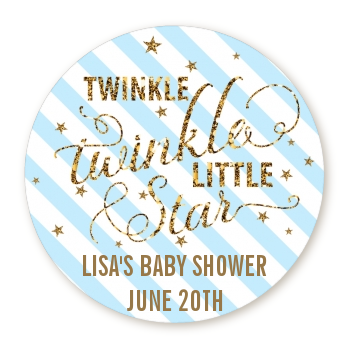  Twinkle Little Star - Round Personalized Baby Shower Sticker Labels Option 1