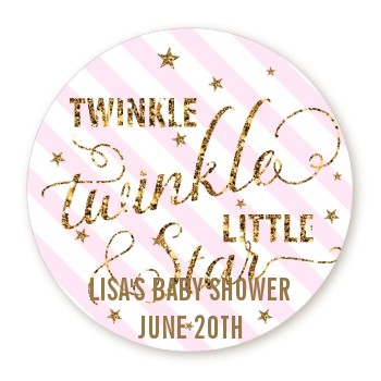  Twinkle Little Star - Round Personalized Baby Shower Sticker Labels Option 1