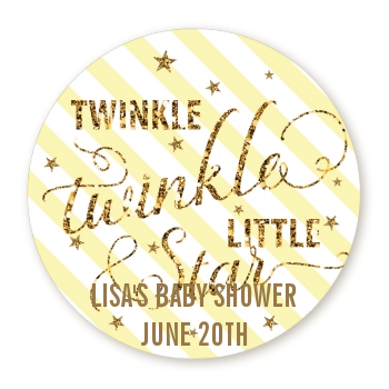  Twinkle Little Star - Round Personalized Baby Shower Sticker Labels Option 1