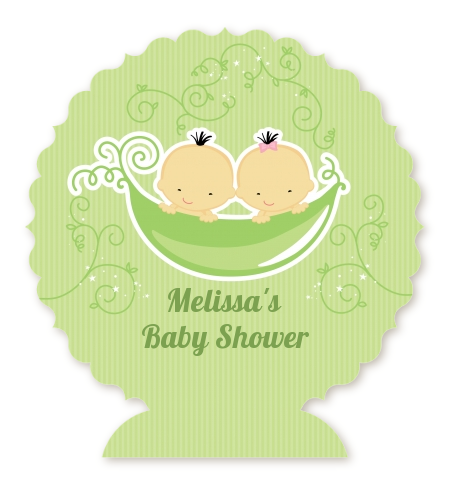  Twins Two Peas in a Pod Asian - Personalized Baby Shower Centerpiece Stand One Girl One Boy