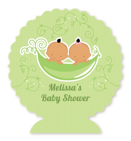  Twins Two Peas in a Pod Hispanic - Personalized Baby Shower Centerpiece Stand One Girl One Boy
