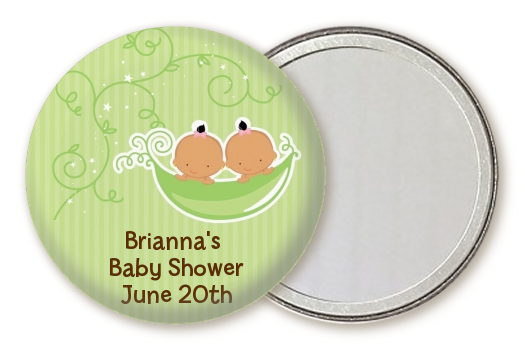  Twins Two Peas in a Pod Hispanic - Personalized Baby Shower Pocket Mirror Favors 1 Boy 1 Girl