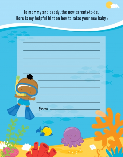 Under the Sea African American Baby Boy Snorkeling - Baby Shower Notes of Advice