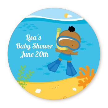  Under the Sea African American Baby Boy Snorkeling - Personalized Baby Shower Table Confetti 
