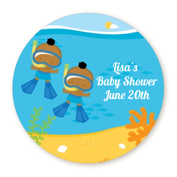  Under the Sea African American Baby Boy Twins Snorkeling - Personalized Baby Shower Table Confetti 