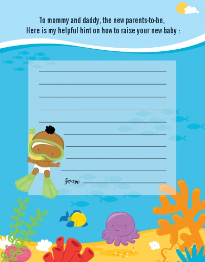 Under the Sea African American Baby Snorkeling - Baby Shower Notes of Advice