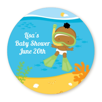 Under the Sea African American Baby Snorkeling - Personalized Baby Shower Table Confetti 