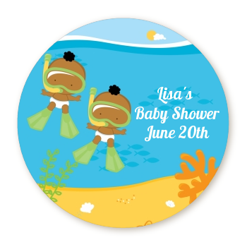  Under the Sea African American Baby Twins Snorkeling - Personalized Baby Shower Table Confetti 