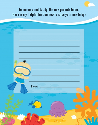 Under the Sea Asian Baby Boy Snorkeling - Baby Shower Notes of Advice