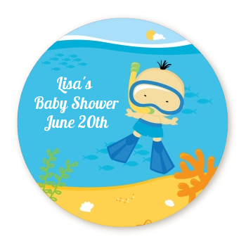  Under the Sea Asian Baby Boy Snorkeling - Personalized Baby Shower Table Confetti 