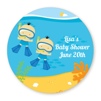  Under the Sea Asian Baby Boy Twins Snorkeling - Personalized Baby Shower Table Confetti 